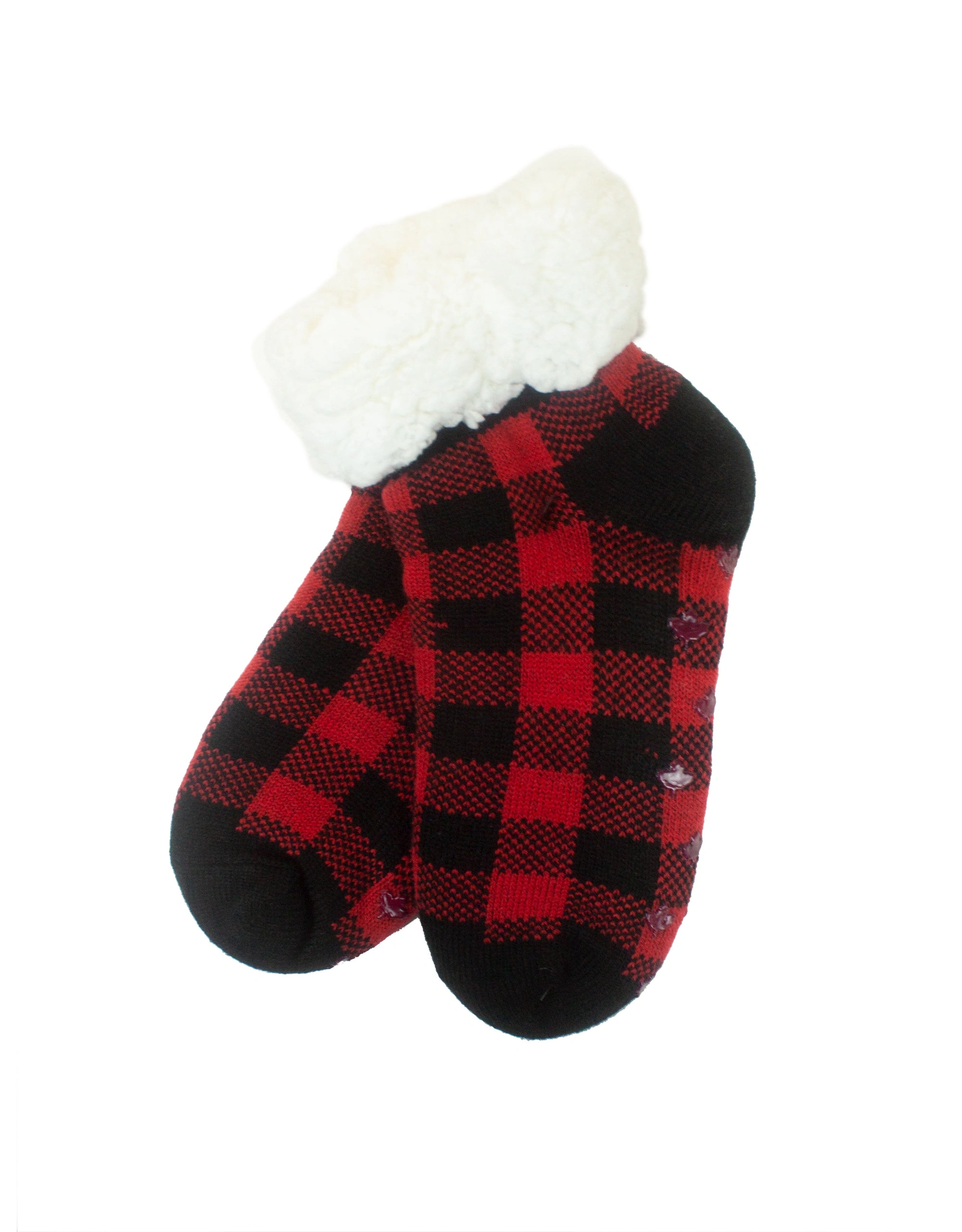 Cozy Maple Leaf Buffalo Plaid Ankle Socks Red Comfort