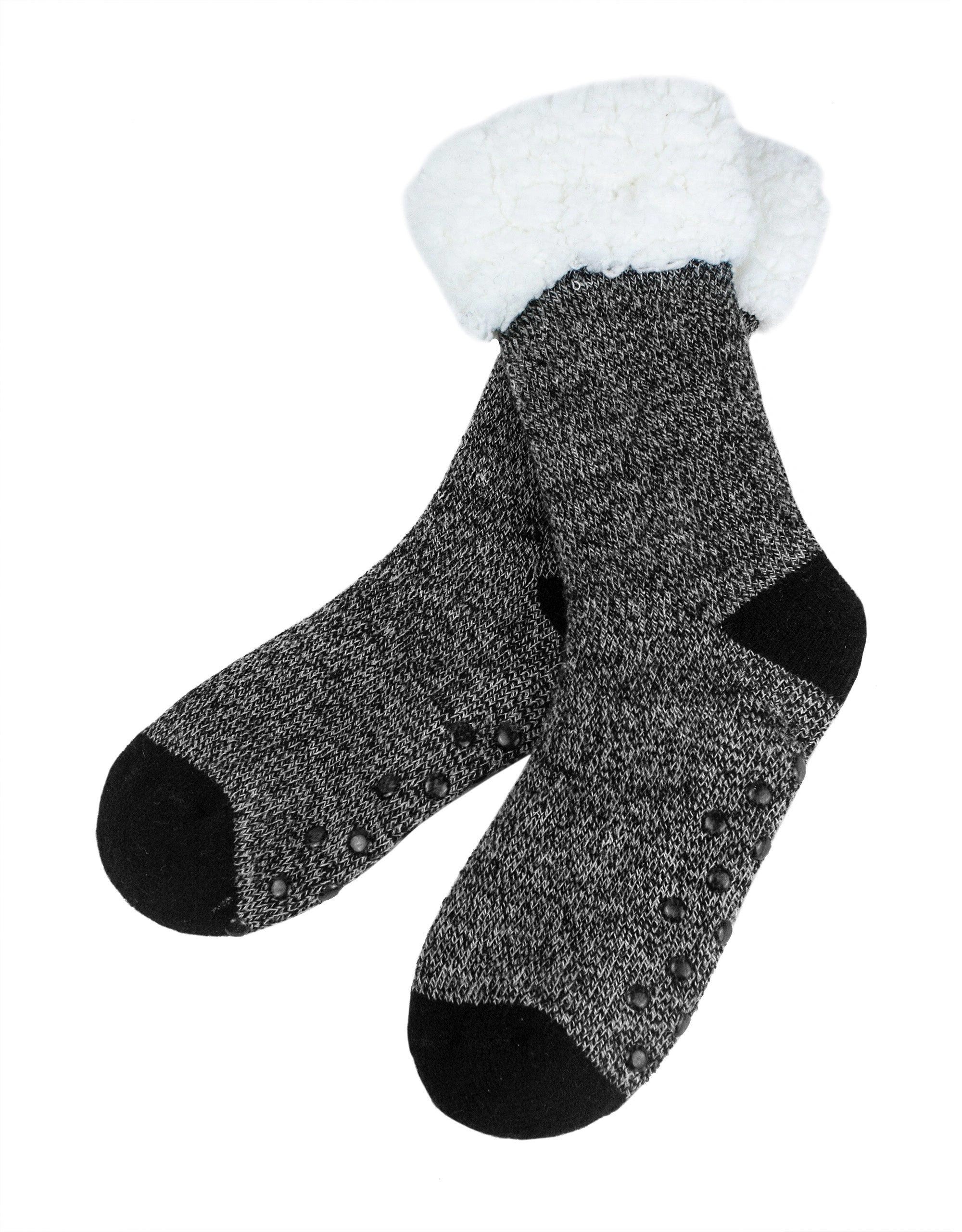 Cozy Sherpa Boot Socks Black Warm Comfort All Winter