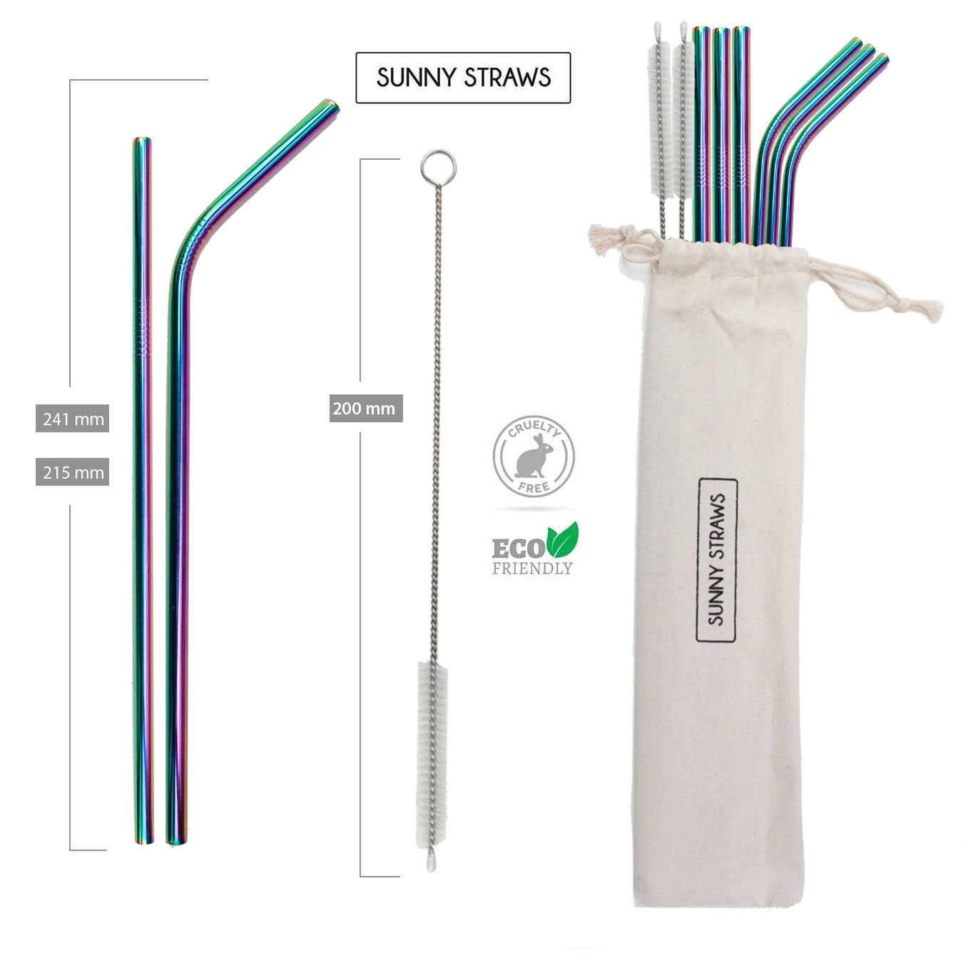 Rainbow Straws & Brushes: A Colorful Party Essential Set (6+2)